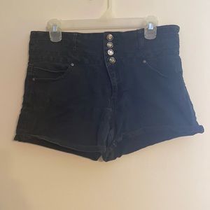 Black denim shorts